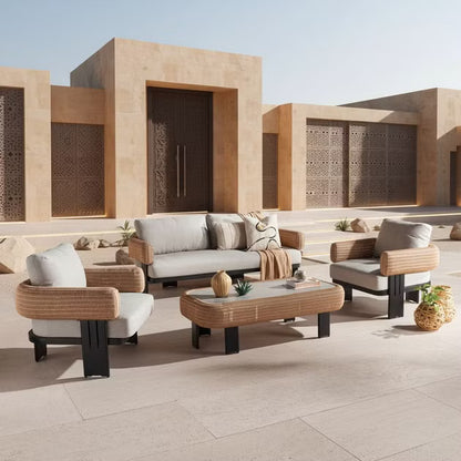 Royalty outdoor sofa set 2+1+1+coffee table-brown