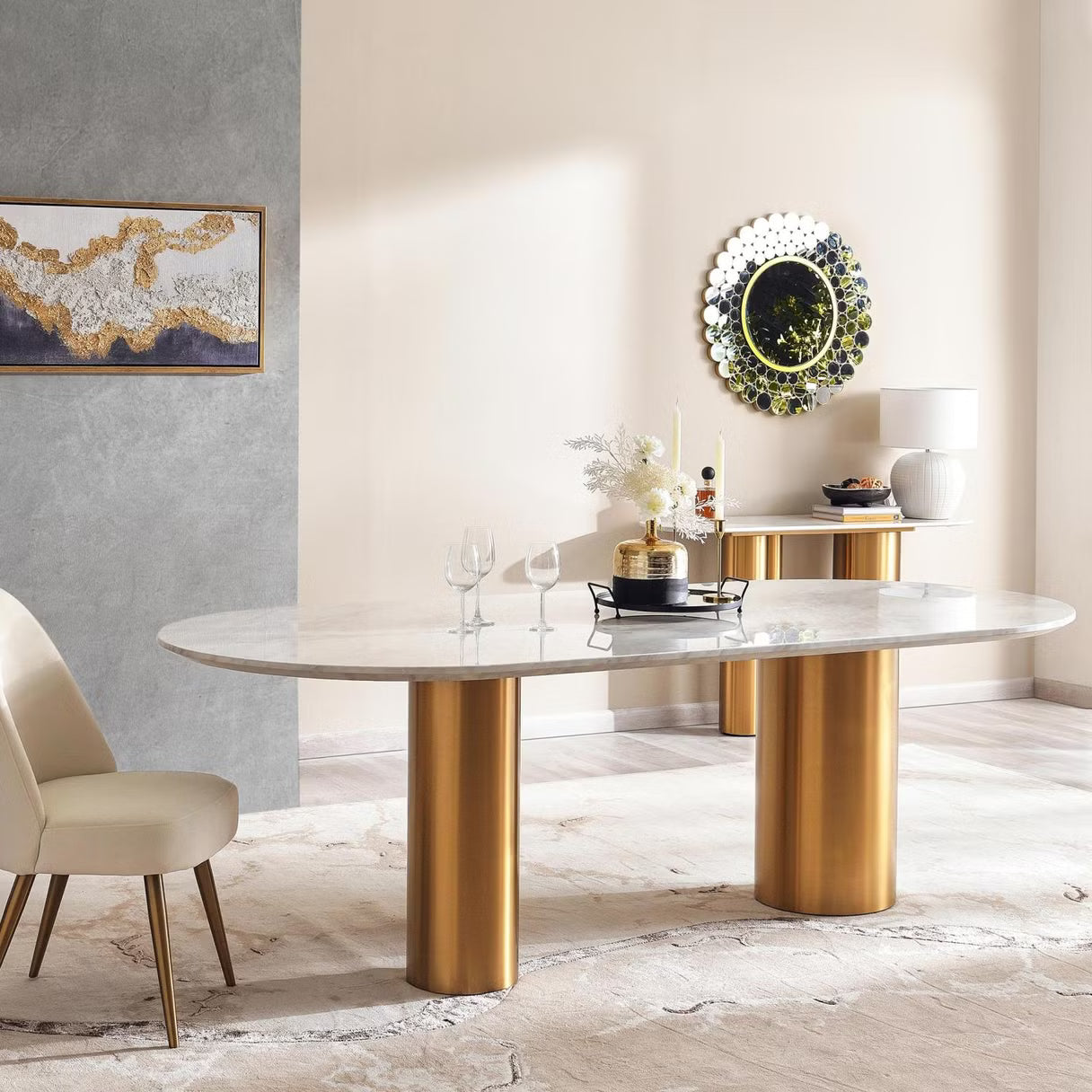 Gerone 1+8 dining set with gerone chairs package