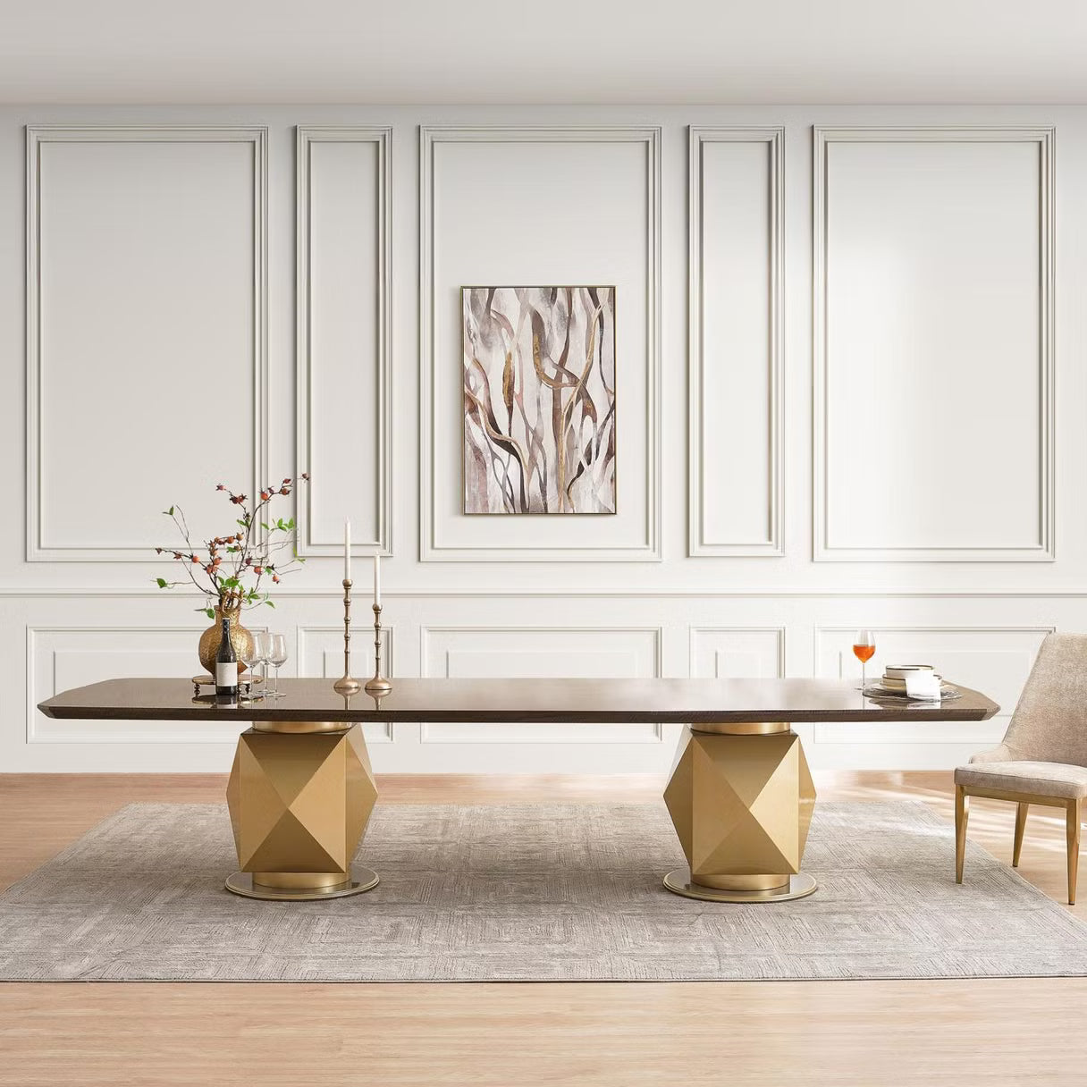 طقم طعام فيلي 1+10 مقاعد مع مجموعة كراسي فيلي 