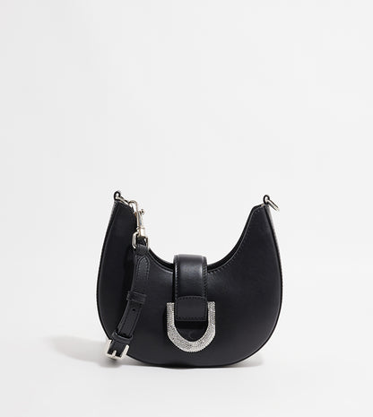 CHARLES & KEITH Gabine Leather Crystal Embellished Hobo Bag