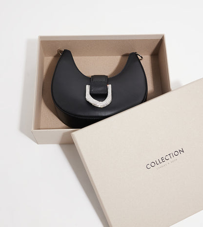 CHARLES & KEITH Gabine Leather Crystal Embellished Hobo Bag