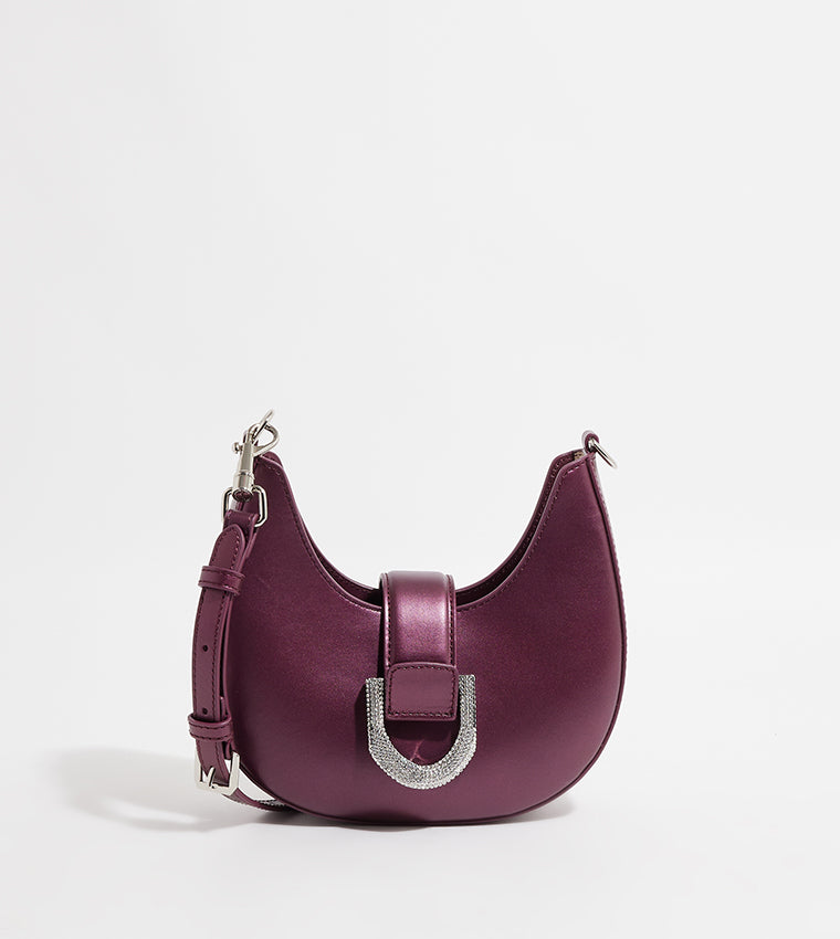 CHARLES & KEITH Gabine Leather Crystal Embellished Hobo Bag