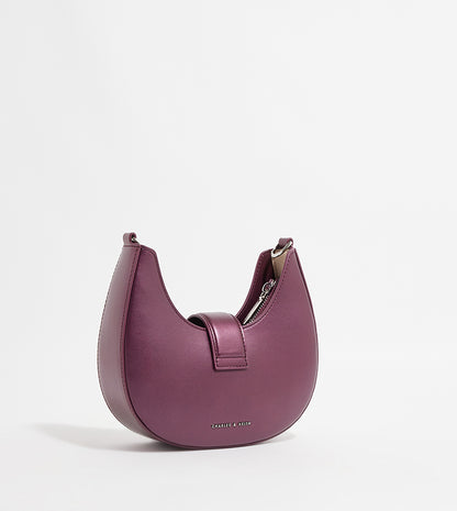 CHARLES & KEITH Gabine Leather Crystal Embellished Hobo Bag
