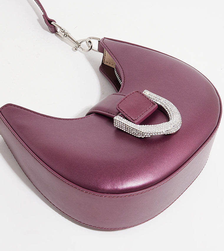 CHARLES & KEITH Gabine Leather Crystal Embellished Hobo Bag