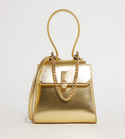 CHARLES & KEITH Locket Metallic Chain Top Handle Bag