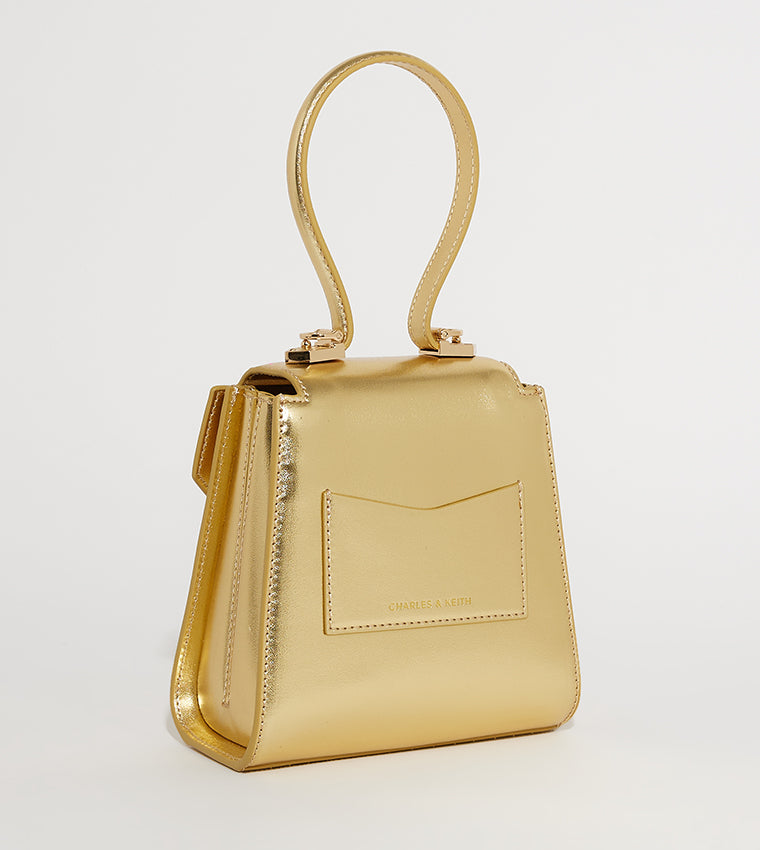 CHARLES & KEITH Locket Metallic Chain Top Handle Bag