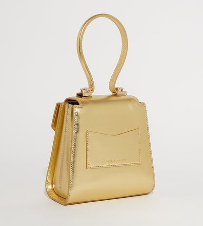 CHARLES & KEITH Locket Metallic Chain Top Handle Bag