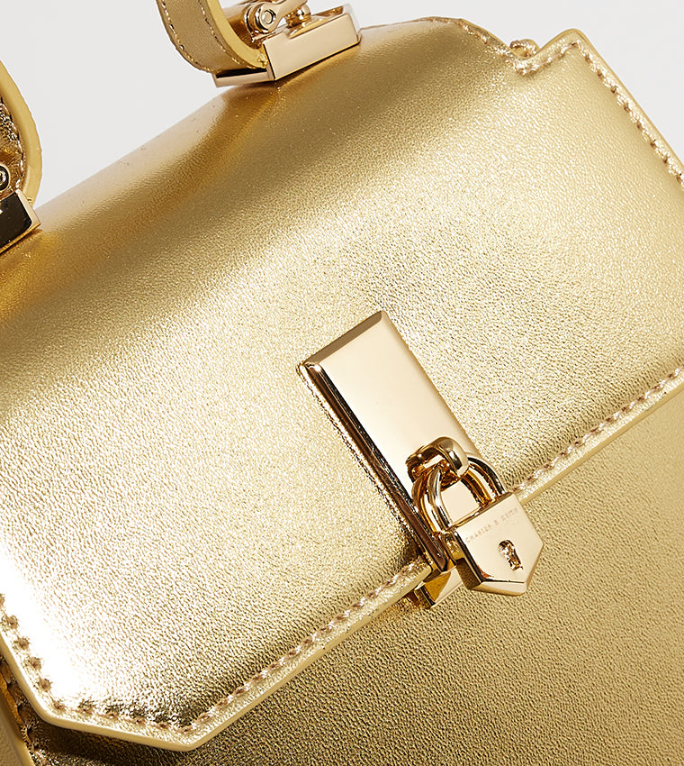 CHARLES & KEITH Locket Metallic Chain Top Handle Bag