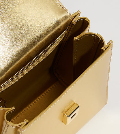 CHARLES & KEITH Locket Metallic Chain Top Handle Bag