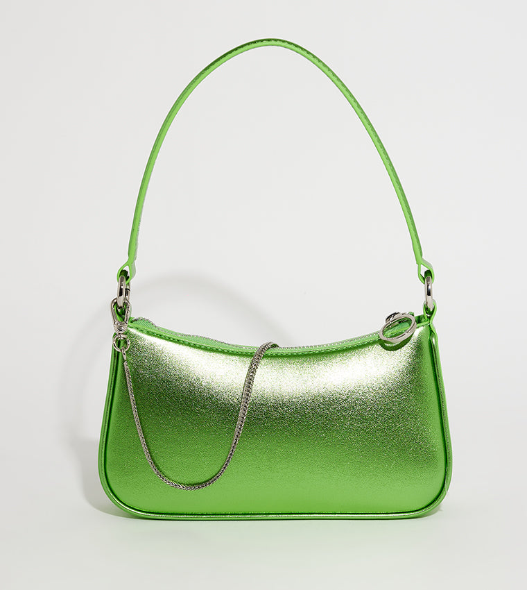CHARLES & KEITH Metallic Curved Zippered Shoulder Bag