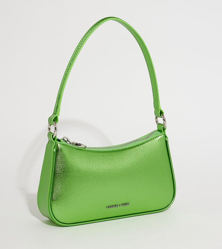 CHARLES & KEITH Metallic Curved Zippered Shoulder Bag
