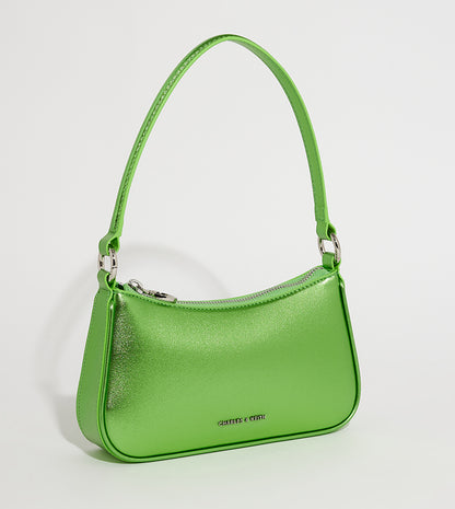 CHARLES & KEITH Metallic Curved Zippered Shoulder Bag