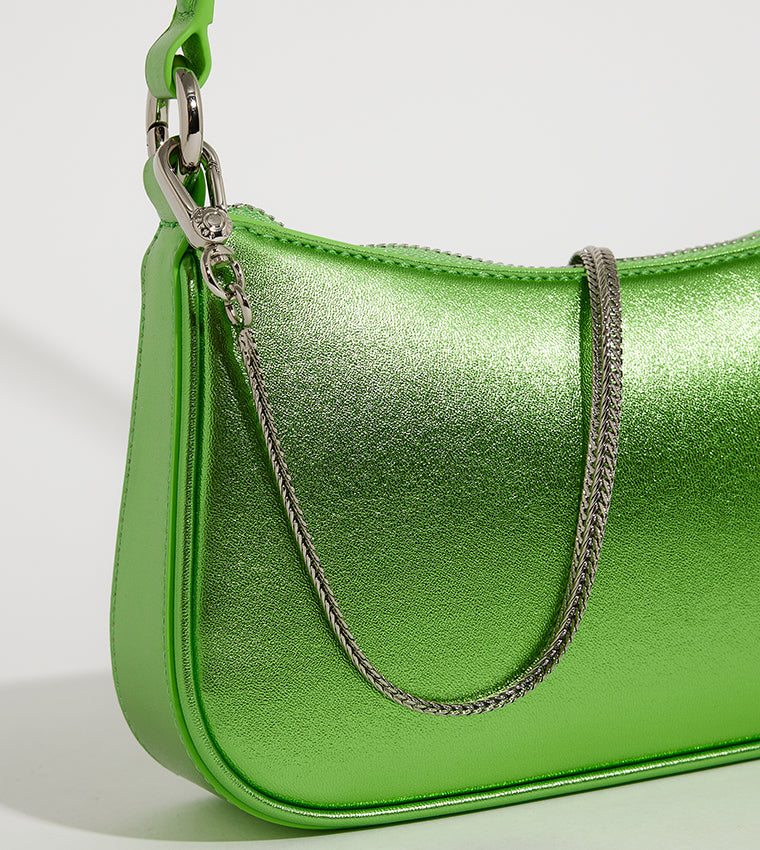 CHARLES & KEITH Metallic Curved Zippered Shoulder Bag