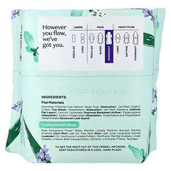 The Honey Pot Company, Organic Cooling Herbal Infusion, Pads with Wings, Overnight, 12 Count