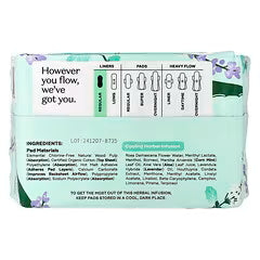 The Honey Pot Company, 100% Organic Cotton Cover, Cooling Herbal Infusion, Regular Liners, 30 Count