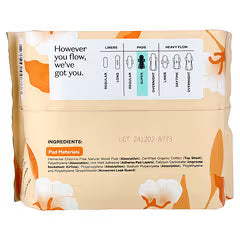 The Honey Pot Company, 100% Organic Cotton Cover, Non-Herbal Pads with Wings, Super, 16 Count