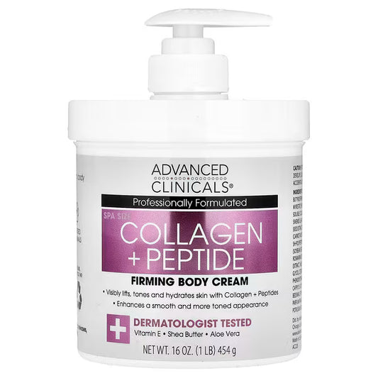 Advanced Clinicals, Collagen + Peptide Firming Body Cream , 16 oz (454 g)