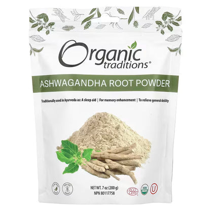 التقاليد العضوية، مسحوق جذر أشواغاندا، 7 أونصة (200 غرام) 