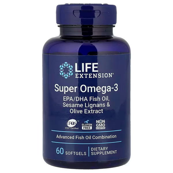 Life Extension, Super Omega-3, EPA/DHA Fish Oil, Sesame Lignans & Olive Extract, 60 Softgels