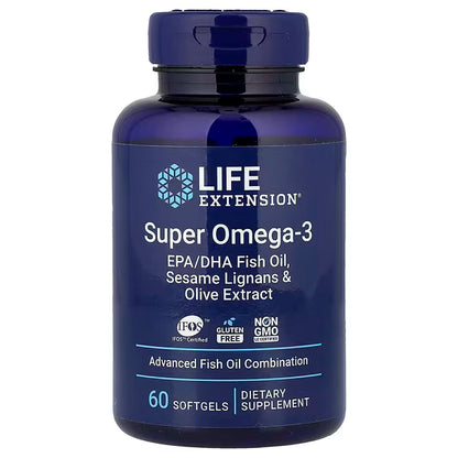 Life Extension, Super Omega-3, EPA/DHA Fish Oil, Sesame Lignans & Olive Extract, 60 Softgels