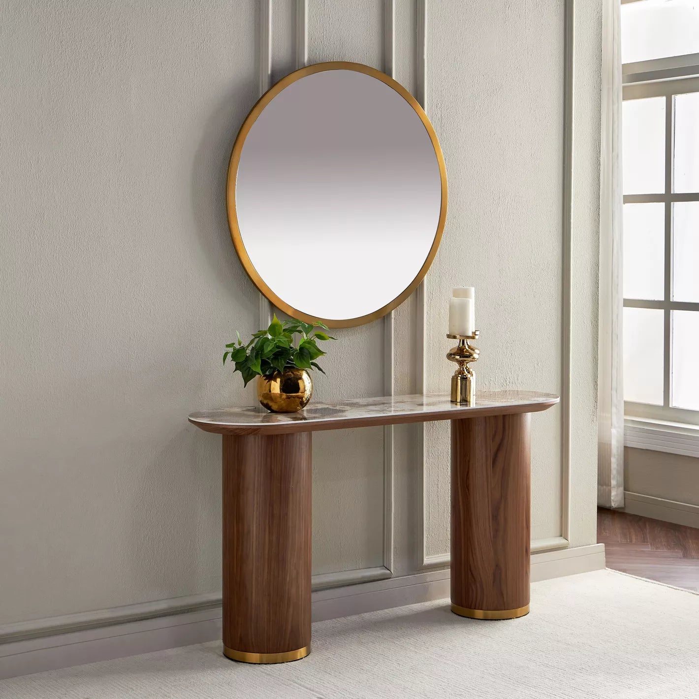 طاولة وحدة التحكم جينا مع مرآة