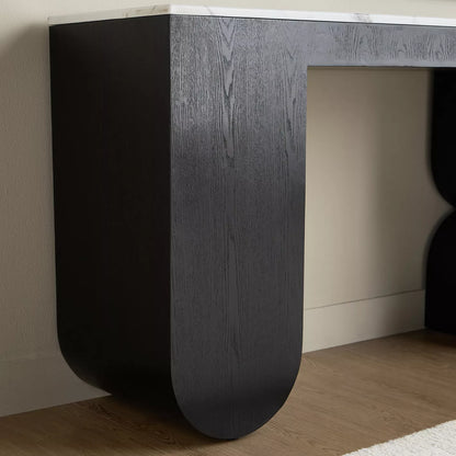 Black Marble top console Table with mirror table