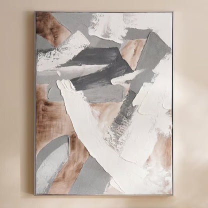 Juno hand painted canvas framed wall art 75x3.5x100cm - grey