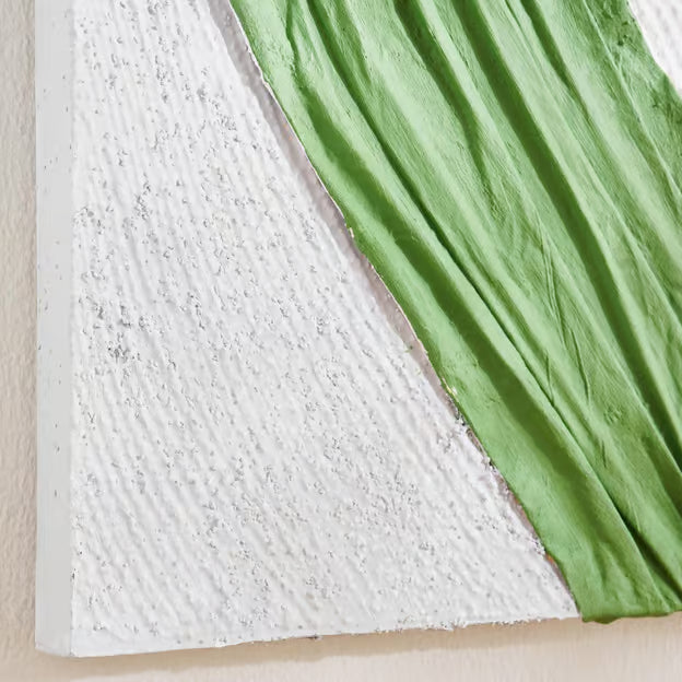 Contemplation abstract hand painted 3d fabric framed wall art 75x3x100cm - green