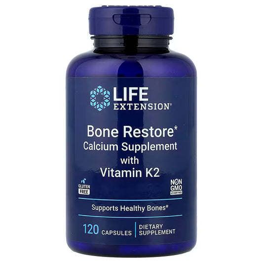Life Extension, Bone Restore, Calcium Supplement with Vitamin K2, 120 Capsules