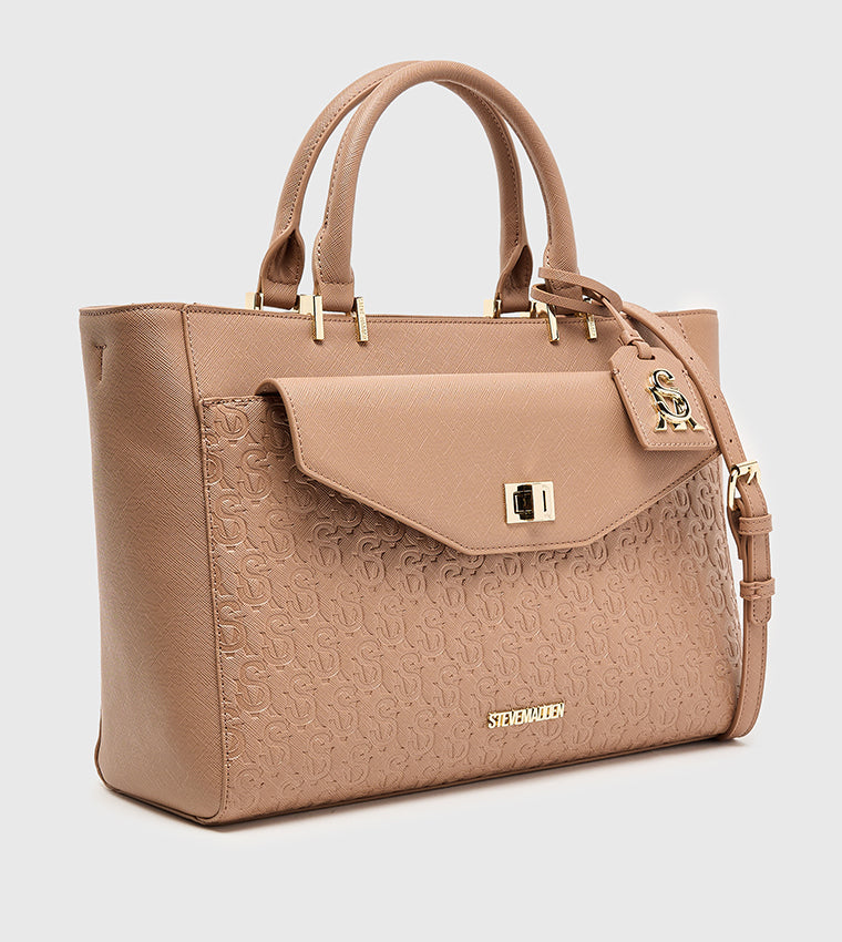 Steve Madden Monogram Debossed Satchel Bag