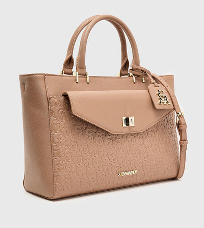 Steve Madden Monogram Debossed Satchel Bag