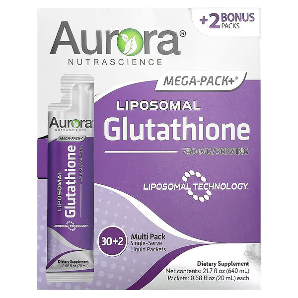 Aurora Nutrascience, Mega-Pack+®, Liposomal Glutathione, 32 Packets, 0.68 fl oz (20 ml) Each