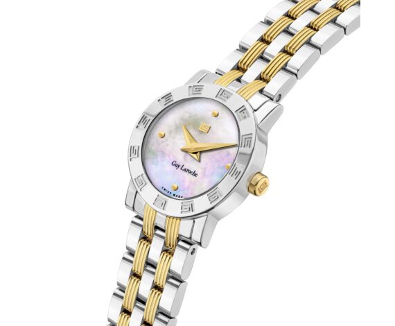 GUY LAROCHE Alex Watch for Women with Silver and Gold Stainless Steel Bracelet 22 mm