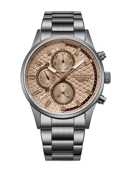 ساعة بوليس تاورييكو للرجال بمينا رمادي وسوار أسود 