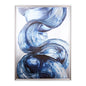 لوحة فنية جدارية تجريدية بإطار، بتصميم ضربات فرشاة دوامية، أزرق وفضي - 75×100 سم 
