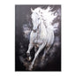 لوحة فنية جدارية مؤطرة لحصان أبيض يركض، باللونين الأبيض والأسود - ١٠٠×١٥٠ سم 
