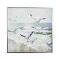 Flock of Gulls Abstract Seascape Hand painted Framed Wall Art, Blue - 80x80cm