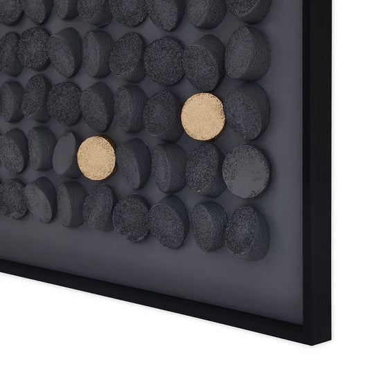 Black & Gold dots wall art 90x120cm