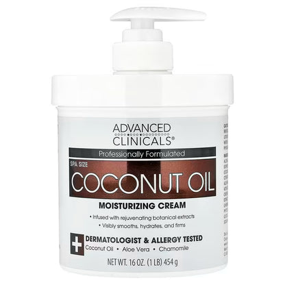 Advanced Clinicals, Coconut Oil Moisturizing Cream, 16 oz (454 g)