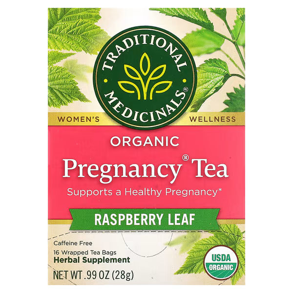 Traditional Medicinals, Organic Pregnancy® Tea, Raspberry Leaf, Caffeine Free, 16 Wrapped Tea Bags, 0.99 oz (28 g)