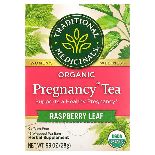Traditional Medicinals, Organic Pregnancy® Tea, Raspberry Leaf, Caffeine Free, 16 Wrapped Tea Bags, 0.99 oz (28 g)