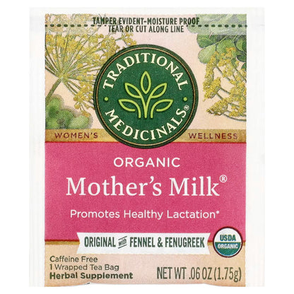 Traditional Medicinals, Organic Mother's Milk®, Original with Fennel & Fenugreek, Caffeine Free, 32 Wrapped Tea Bags, 1.98 oz (56 g)