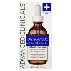 Advanced Clinicals, 10% Glycolic + Lactic Acid Serum , 1.75 fl oz (52 ml)