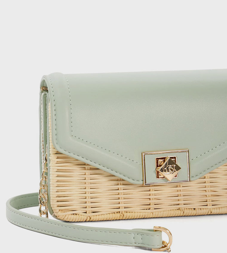 Dune London Color Block Raffia Shoulder Bag