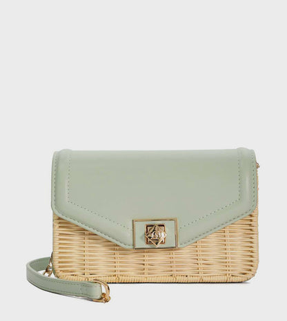 Dune London Color Block Raffia Shoulder Bag