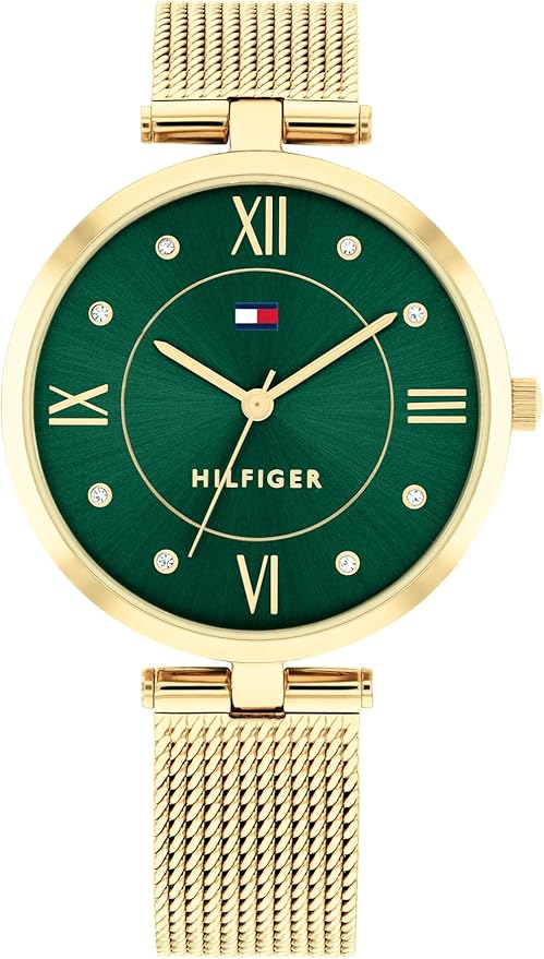 ommy Hilfiger Three Hand Quartz Movement Watch for Women with Stainless Steel Mesh Bracelet
