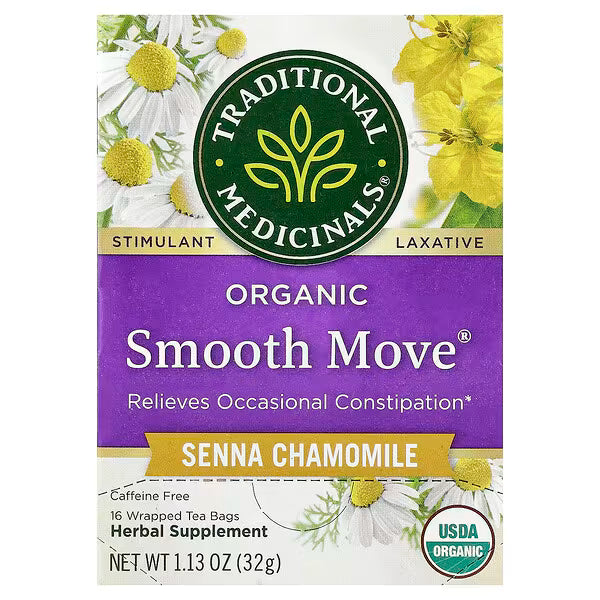 الأدوية التقليدية، شاي سموث موف العضوي، خالٍ من الكافيين، 48 كيس شاي مغلف، 3.38 أونصة (96 جم)