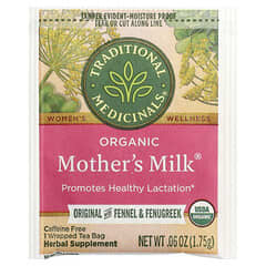 الأدوية التقليدية، حليب الأم العضوي®، الأصلي مع الشمر والحلبة، خالٍ من الكافيين، 16 كيس شاي مغلف، 0.99 أونصة (28 جم)