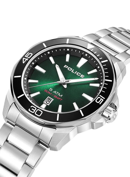 ساعة بوليس للرجال بتصميم دائري معدني تناظري 