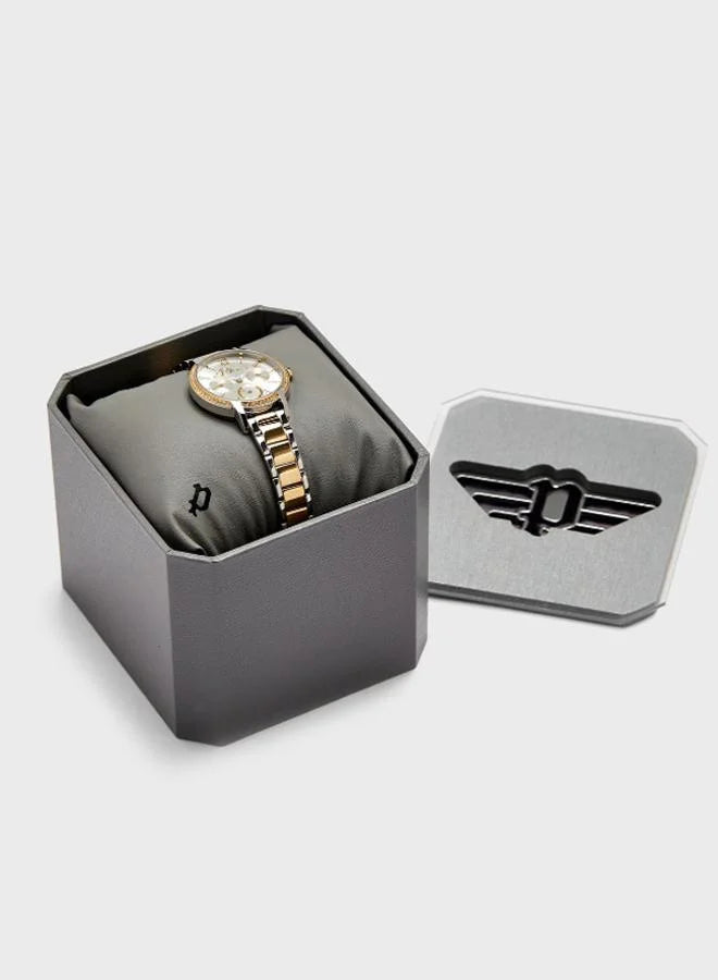 ساعة يد نسائية من بوليس نادو بتصميم دائري من الفولاذ المقاوم للصدأ، مقاس 34 مم - لونان 